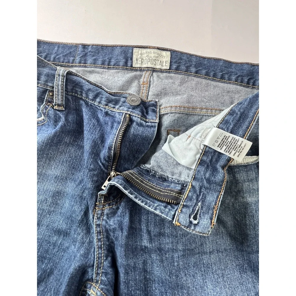AEROPOSTALE Bowery Slim Straight‎ Denim Jeans Mens Size 36x30 Distressed